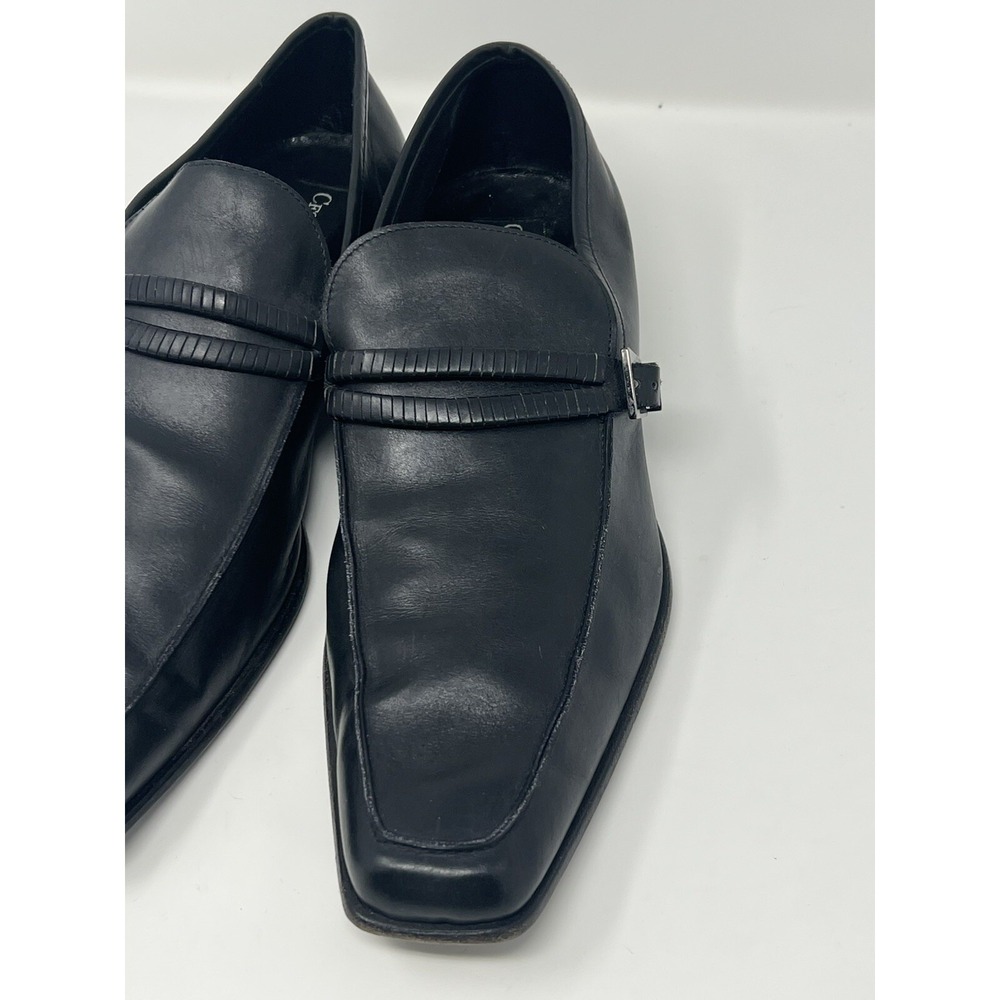 Cesare Paciotti Mens Black Leather Square Toe Loafers Buckle Strap Shoes 8.5 - Picture 2 of 16